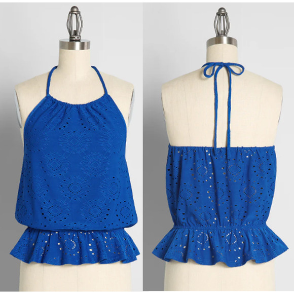 Modcloth Sought After in Sapphire Halter Top Sapphire Blue Women's Size 1X NWT - Picture 1 of 5